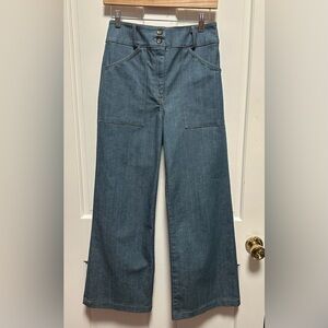 Self Contrast Aria Hi-Waist Denim Pants Wide Leg w/ Contrast Stitching Women’s S